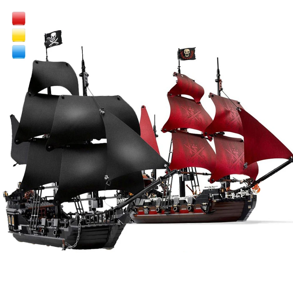 

Black Pearl Ship Compatible with Pirates Ships 4184 4195 Caribbean Model Building Blocks with Figures Birthday Gifts Kids Toys