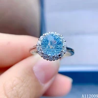 kjjeaxcmy fine jewelry 925 sterling silver inlaid natural blue topaz ring new female vintage ring support test hot selling