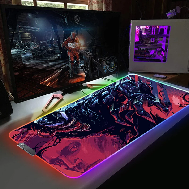 Коврик для мыши Venom RGB игровые аксессуары большой компьютерный коврик с