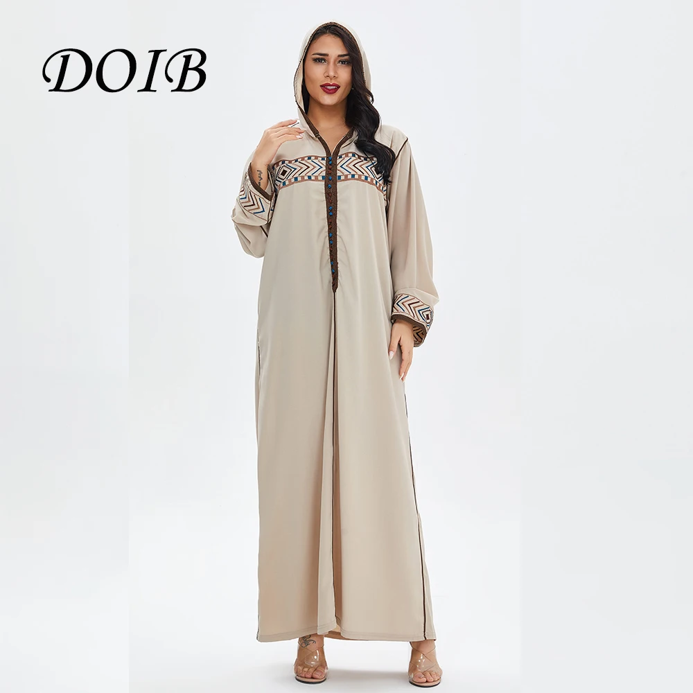 Длинное платье DOIB Abaya, дубайское мусульманское арабское платье с геометрической вышивкой, Турция, ислам, Рамадан, ИД, длинное платье, мусульм...