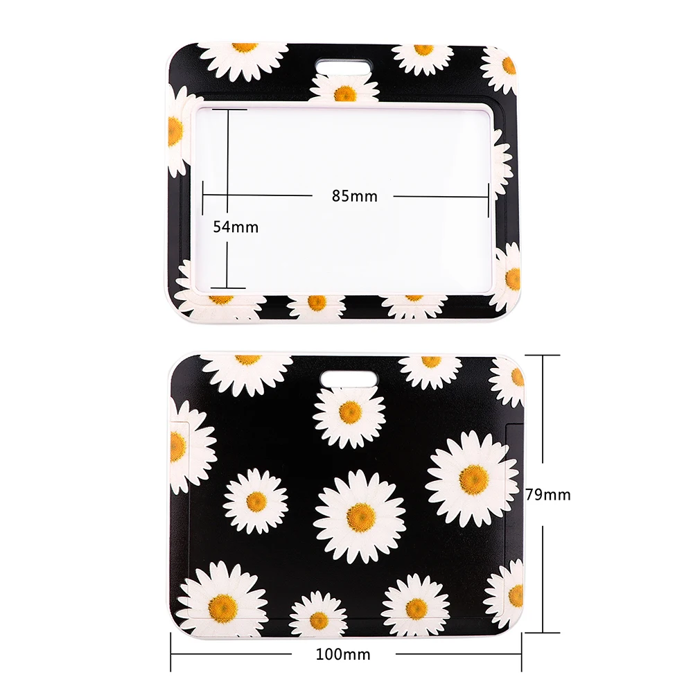 

CB673 Little White Daisy Art Lanyard Credit Card ID Holder Badge Student Travel Bank Bus Business Card Cover Badge