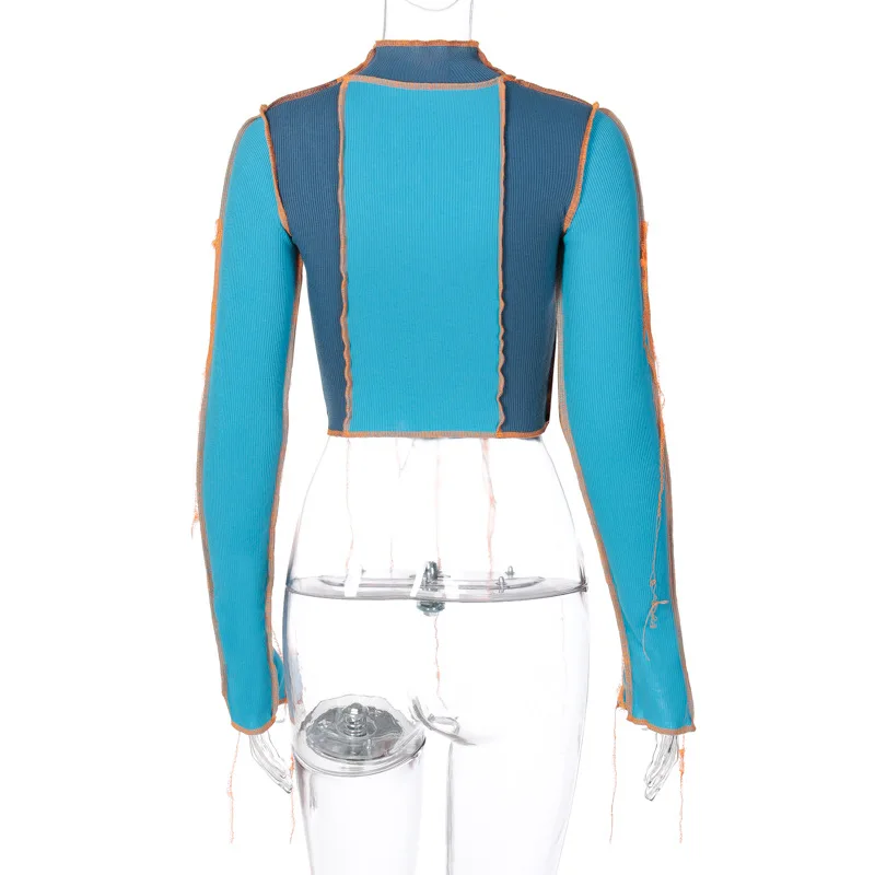 

Women Sexy T Shirt Spring Brand Casual Long Sleeve T-Shirts Stand Collar Bandage Sexy Womens Tops Nightclub Hollow Out Tee Top