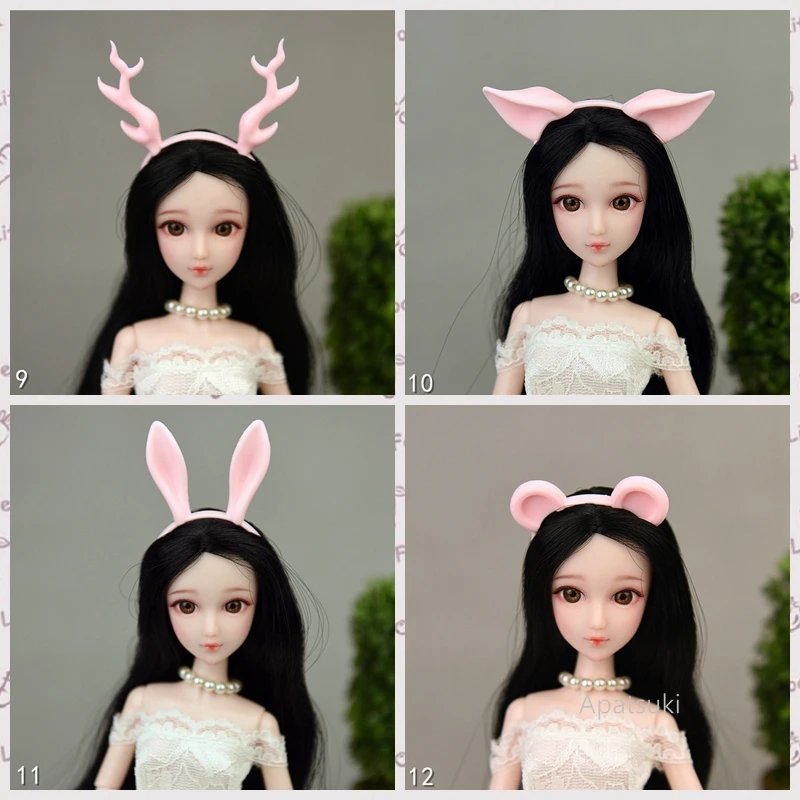 

4pcs/lot Pink Animal Ear Headwear Headband Tiara For Barbie Doll Accessories Hair Accessories Plastic Hairwear For 1/6 Dolls Toy