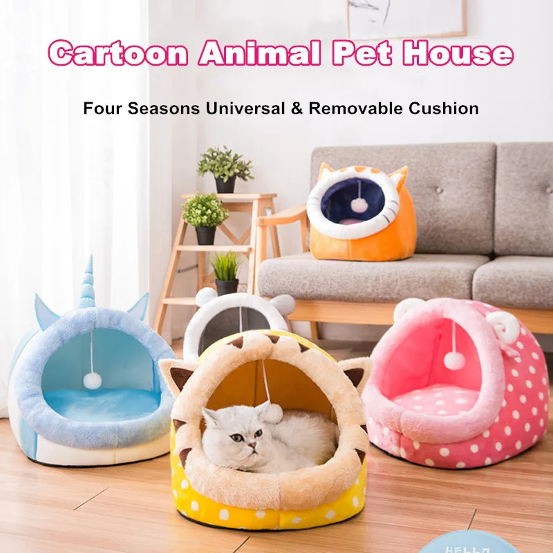 Милая мультяшная собачья кровать домик для маленьких средних собак кошка