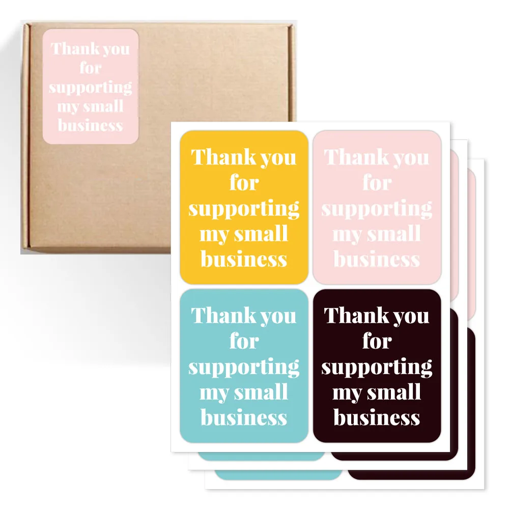 

Thank you for supporting my small business stickers 4 color stickers pink blue yellow black thank you stickers for shop decor