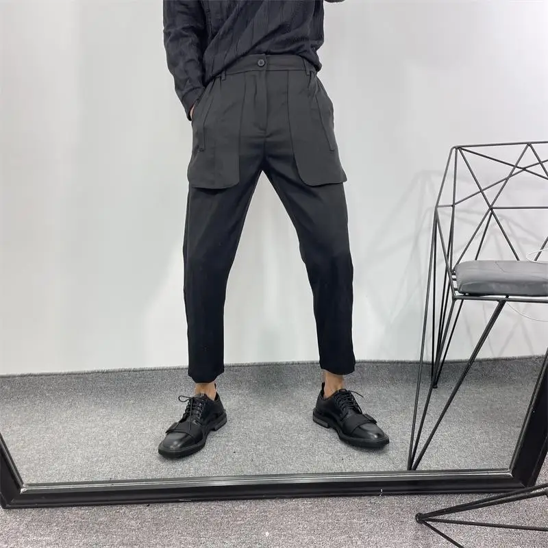Men's Small Foot Pants Spring And Autumn New Fashion Slim Dark Mature Business Gentleman Leisure Versatile Large Pants