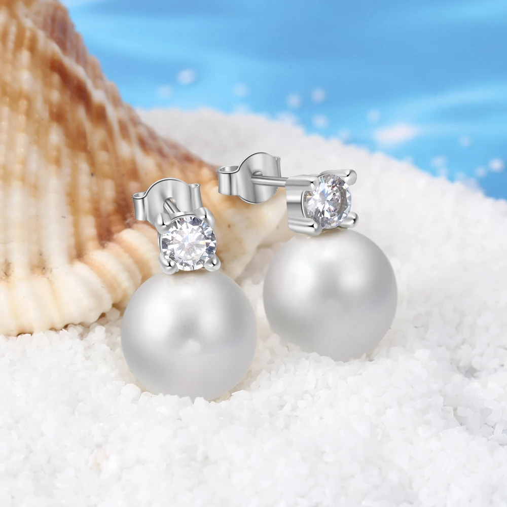 Женские серьги с жемчугом в форме шара из стерлингового серебра 925 пробы