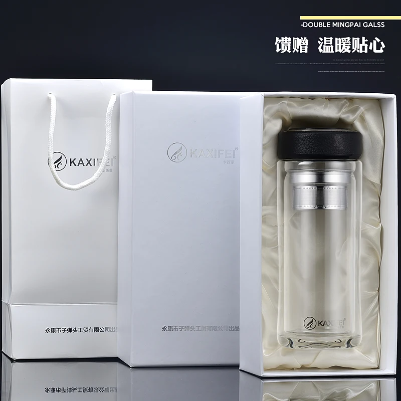 Стеклянная бутылка для воды с двойными стенками и чайным фильтром из нержавеющей