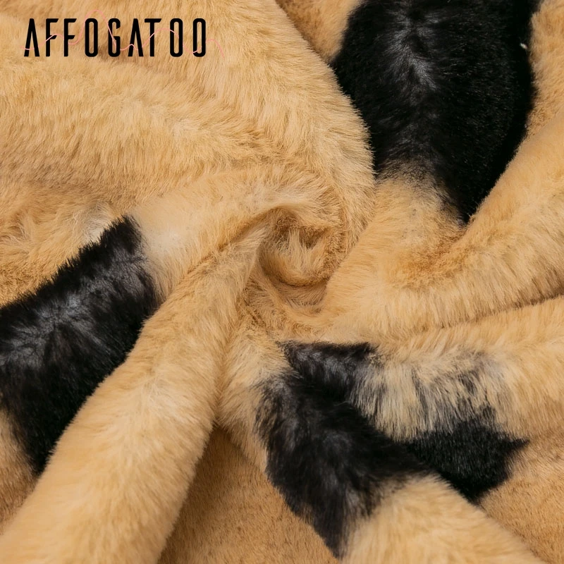 Afogafoo/винтажное теплое пальто из искусственного меха, Женская Повседневная осенне-зимняя мягкая пушистая Меховая куртка с сердечком, элегантное женское меховое пальто с лацканами