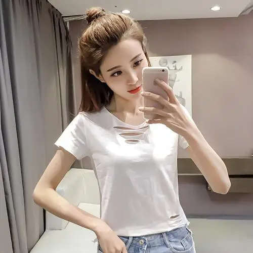 

T-shirt Women white 2019 New Women White T Shirt summer Cotton T shirt