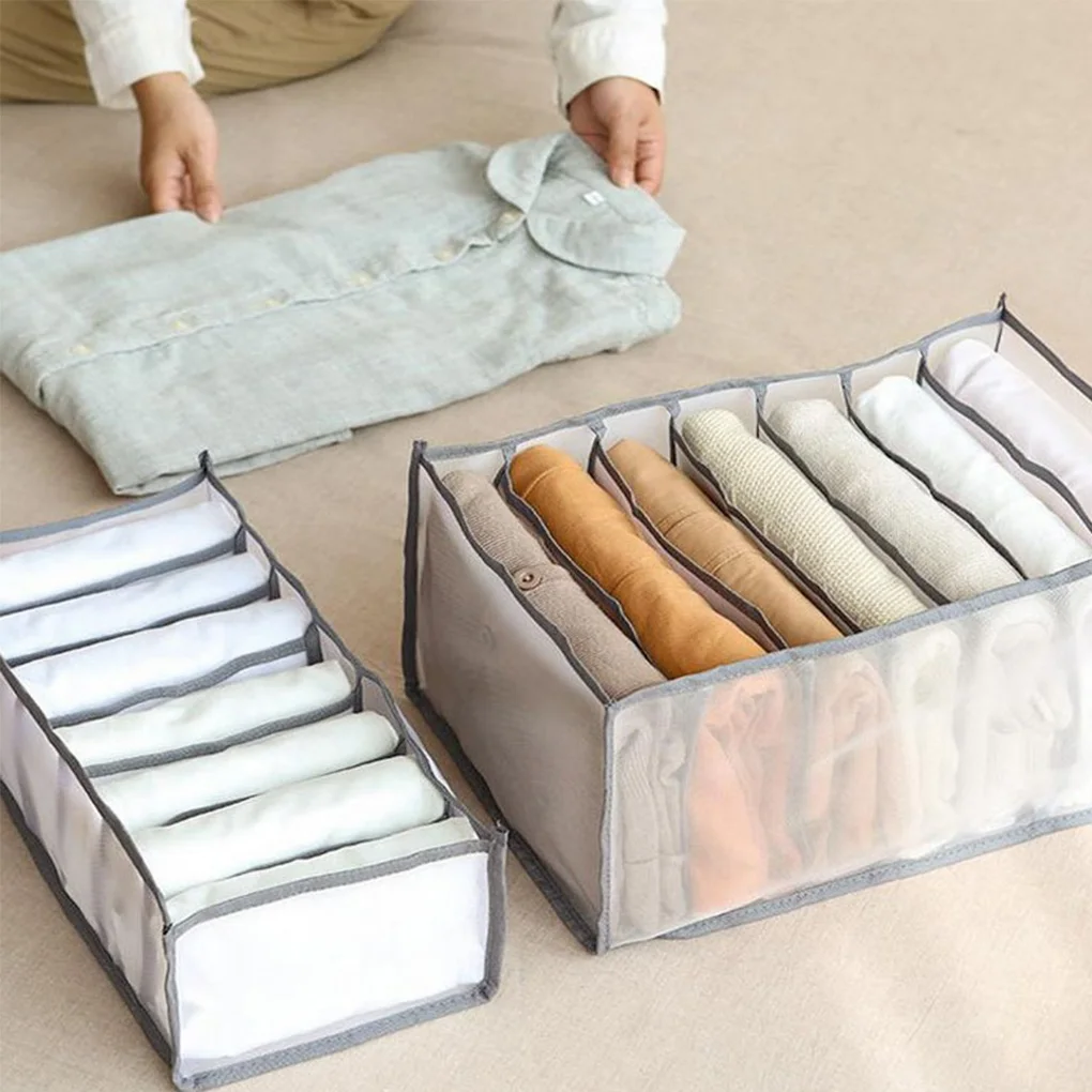 

Dormitory closet organizer for socks home separated underwear storage box 7 grids bra organizer foldable drawer organizer