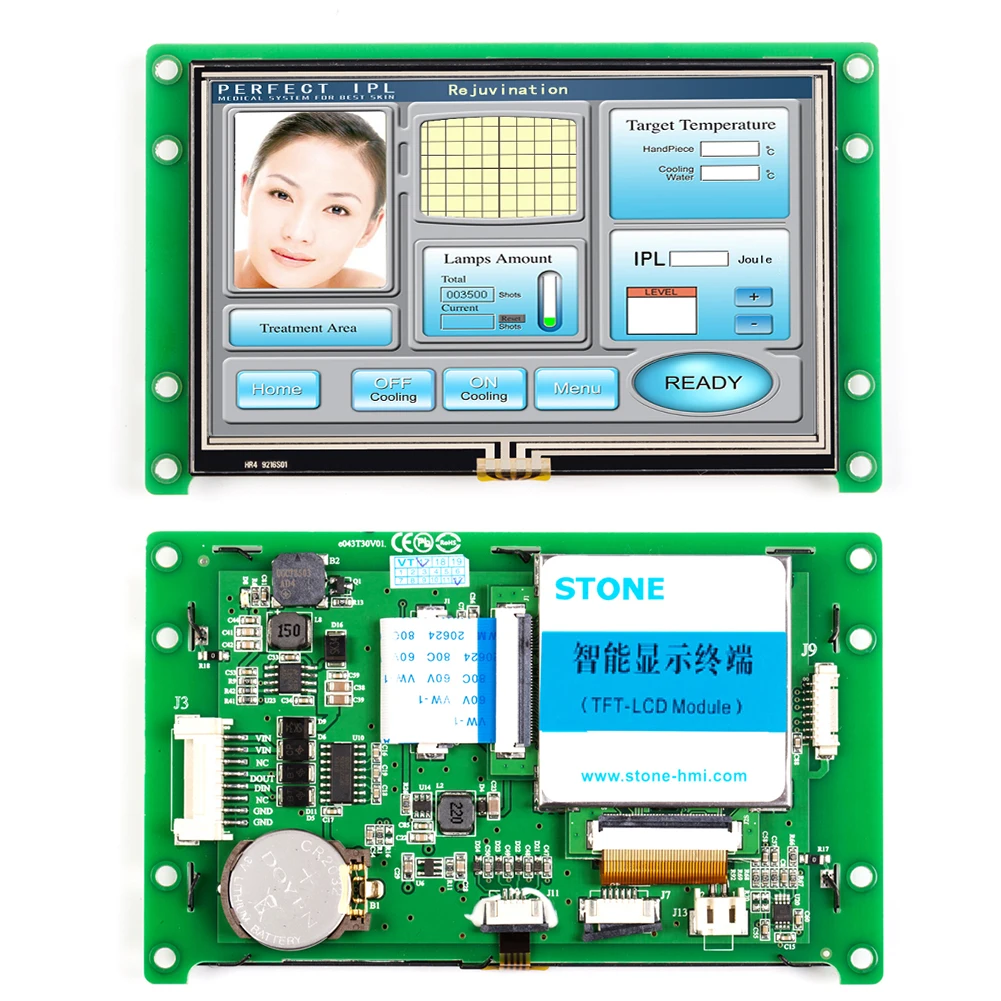 STONE 4.3 Inch HMI TFT LCD with PCB Board and TTL/RS485/RS232 Interface forMachinery and Aotomobile Use