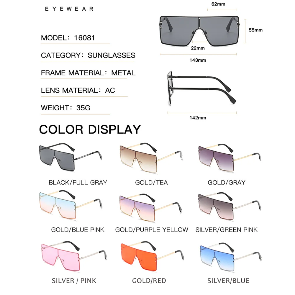 

Fashion 2020 Oversized Square Sunglasses Women Goggles Shades Gradient Purple Brown Sun Glasses Vintage Brand Glasses Men