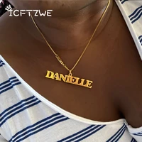 custom name necklace stainless steel long box chain necklace women personalized bridesmaid christmas gift nameplate mujer