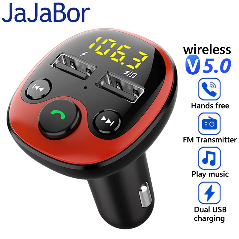 Fm-передатчик JaJaBor FM модулятор Bluetooth 5 0 Handsfree Car Kit аудио MP3 плеер Поддержка TF карта U