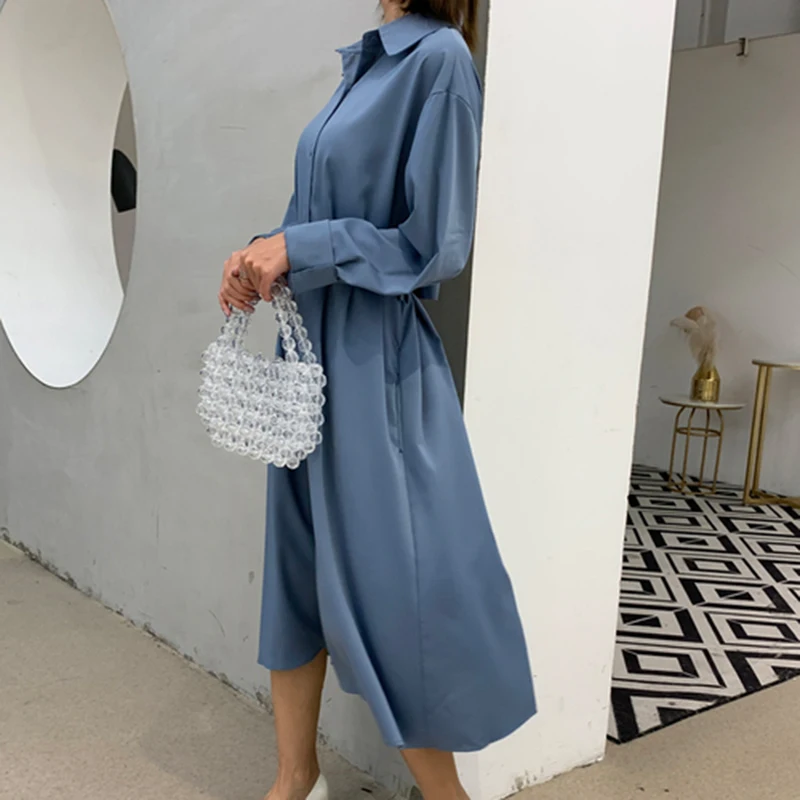 Новое поступление осеннее корейское модное офисное женское платье рубашка