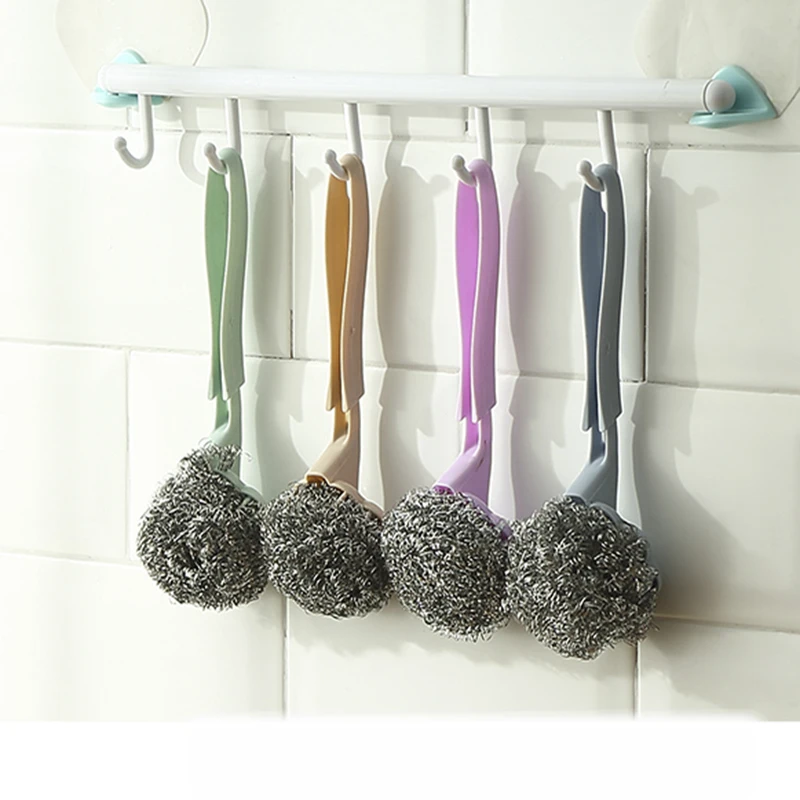 

Decontamination Long Handle Plum Blossom-shaped Steel Wire Ball Washing Brush Household Kitchen Stainless Steel Cleaning Ball