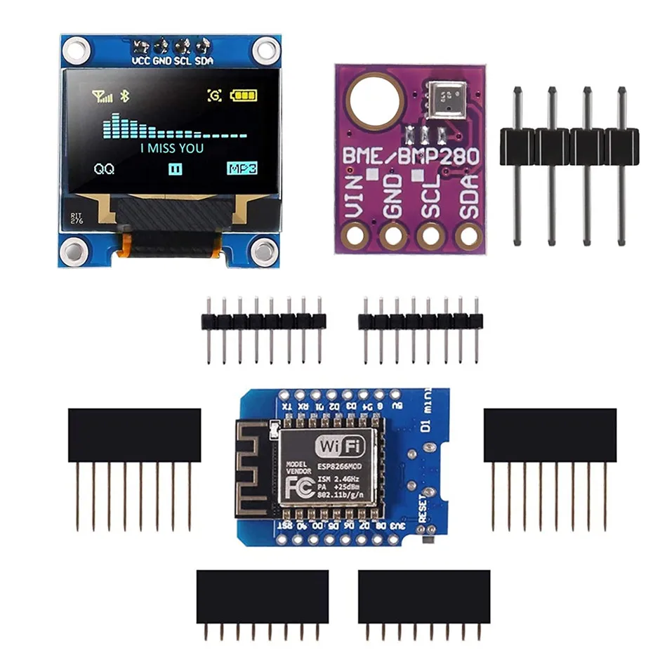Макетная плата Wemos D1 Mini с ЖК дисплеем OLED 0 96 дюйма и цифровым датчиком BME280 для Arduino