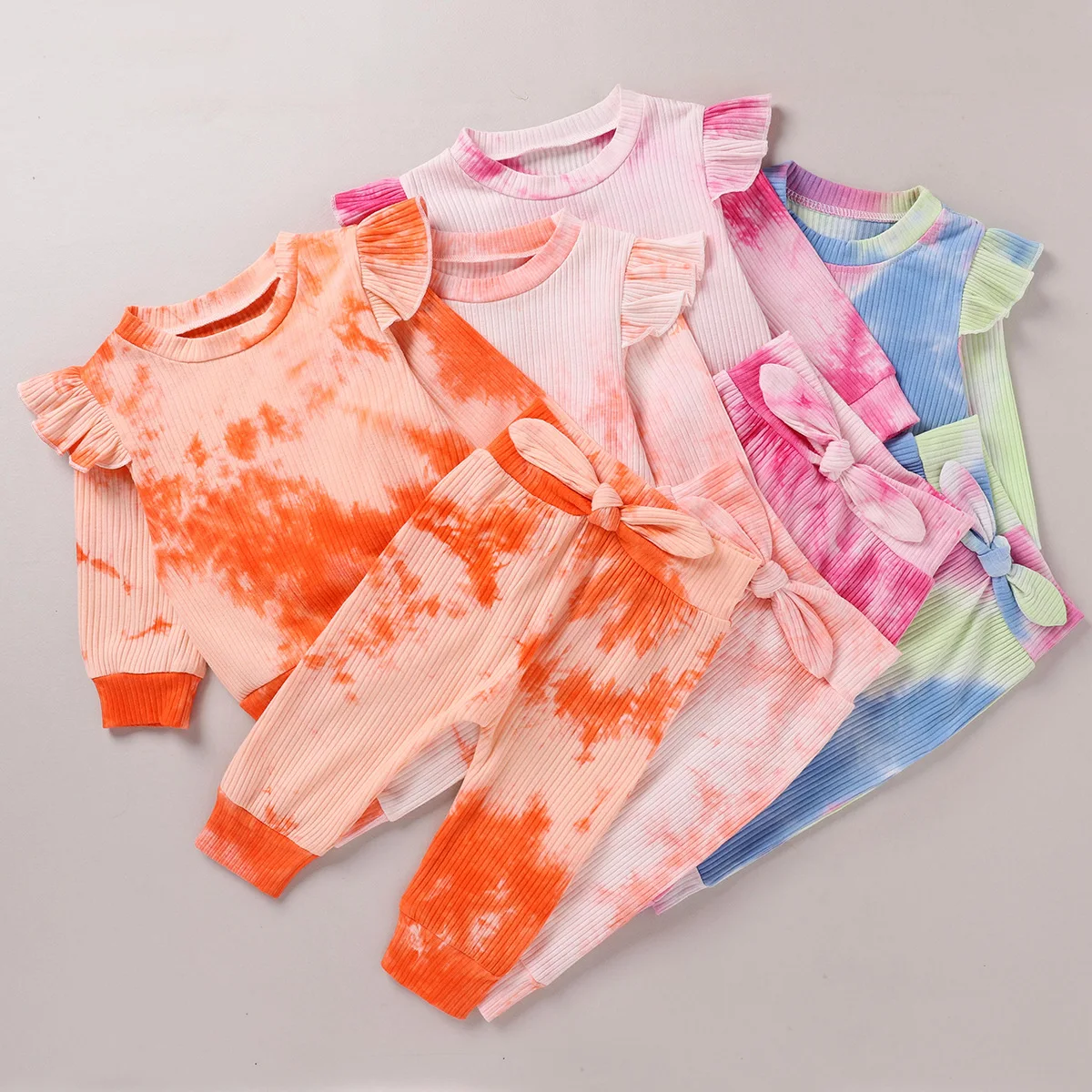 

Newborn Baby Autumn Clothes Set 2Pcs Baby Girl Tie-dye Cotton Long Sleeved T Shirt Pants Suit Outfits New Tie Dye Girl Outfits