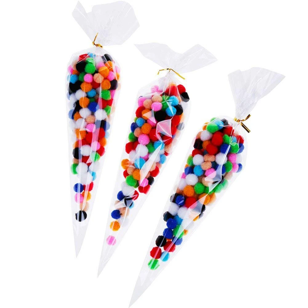 100 шт прозрачный конус еды конфет мешок мешочек для сумка печенья DIY Свадьба День