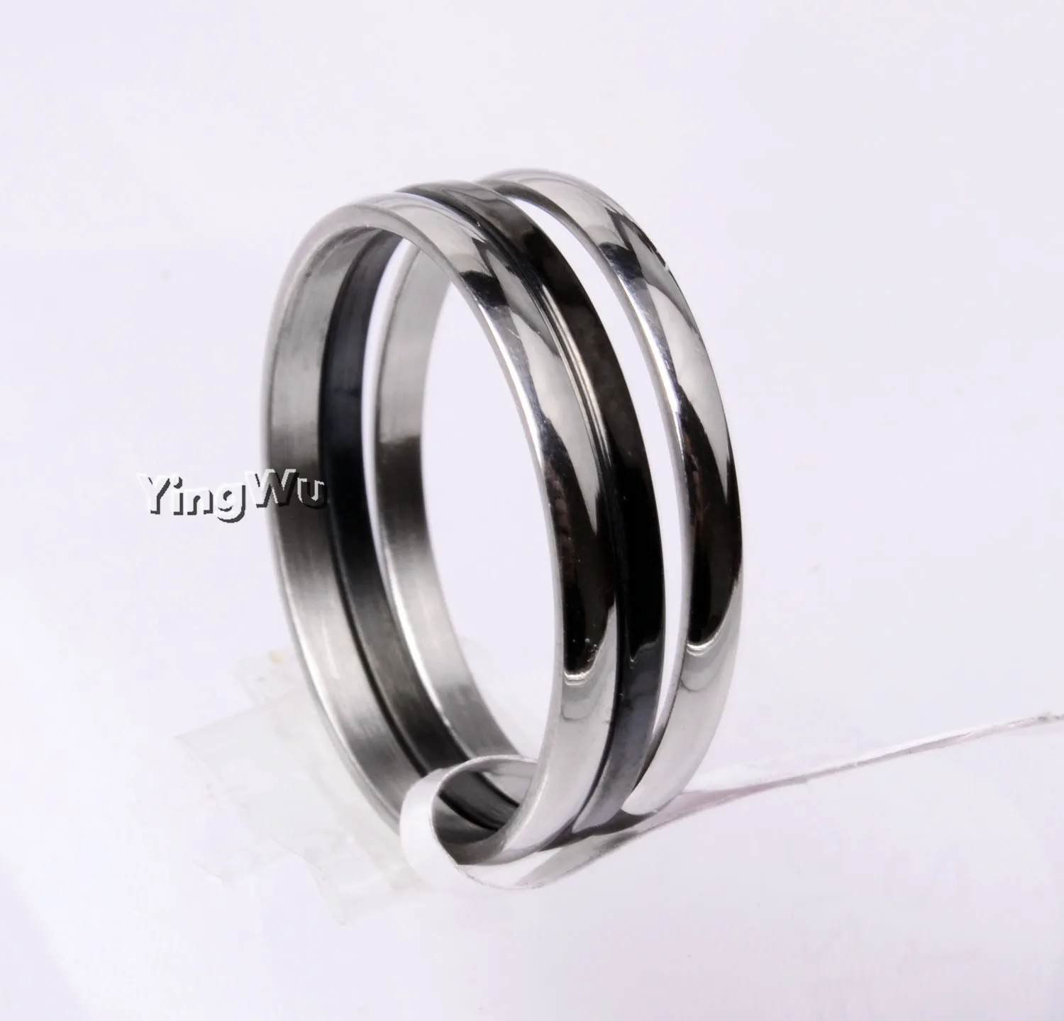

Yingwu Silver Black Triple Band Rolling Ring 316l Stainless Steel 3 Bands Trinity Rolling Wedding Band Rings 30pcs Lot