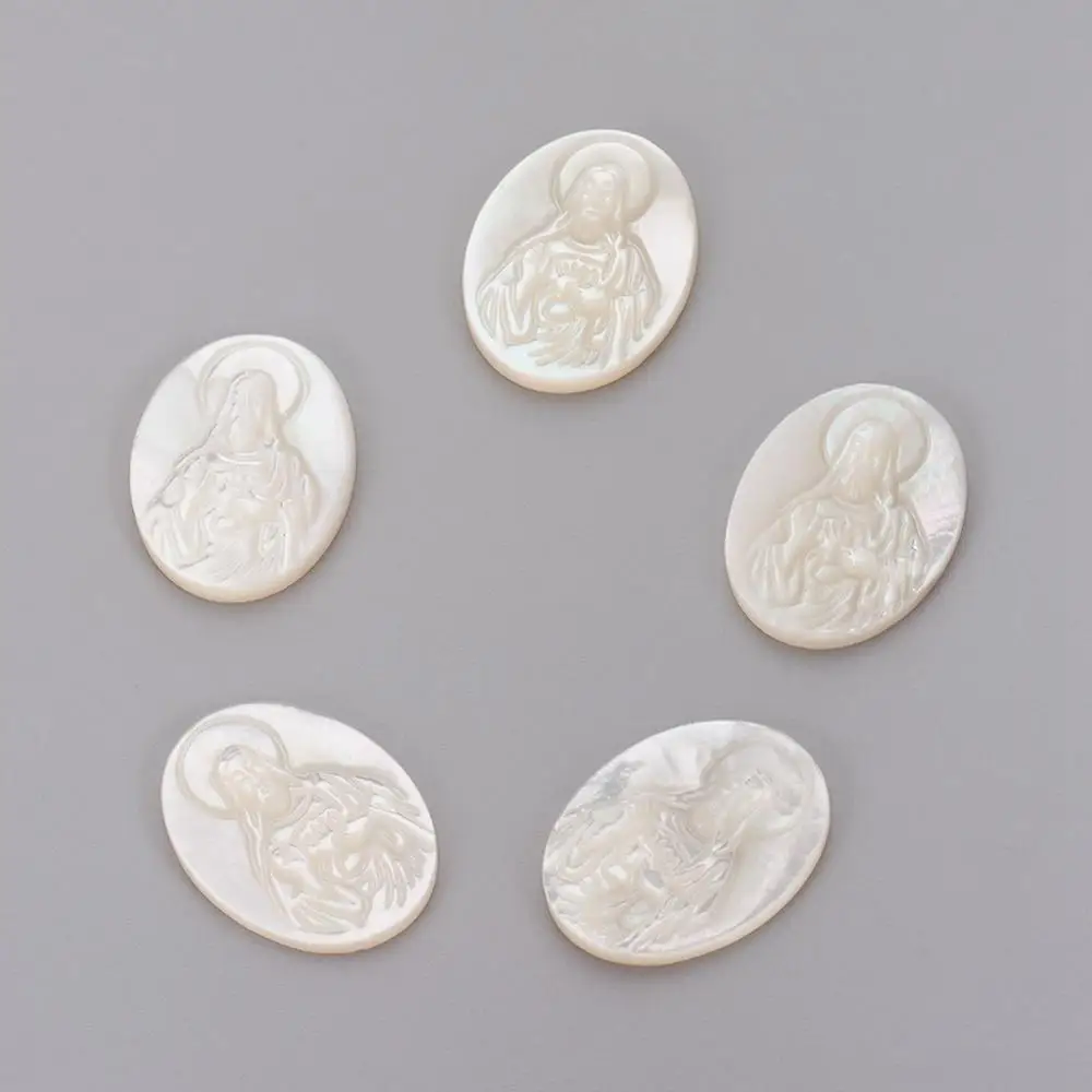 

5pcs White Shell Oval Cabochons For jewelry making Findings Decorate Accessories 19.5x14.5x2.5mm