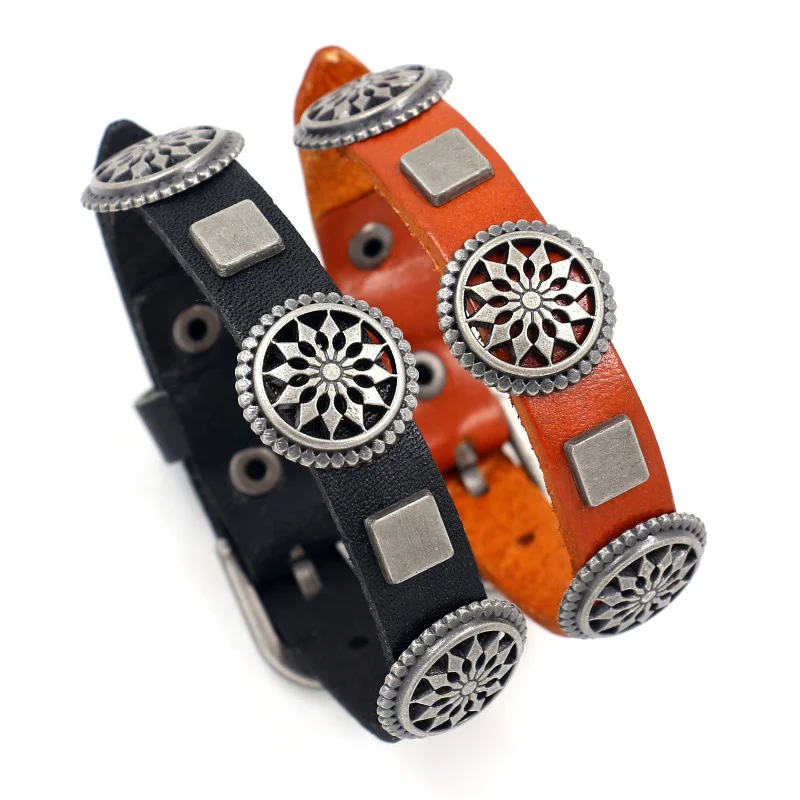 

Hip Hop Punk Leather Genuine Leather Bracelet Men Wristbands With Belt Buckle Men Wrist Bracelet Band Jewelry