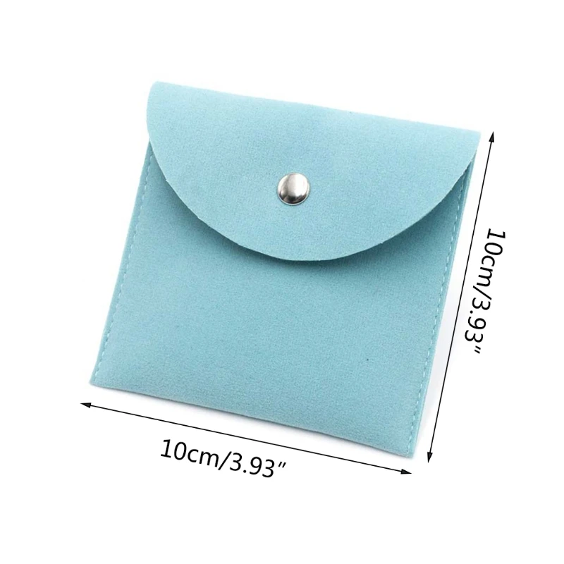 

Portable Soft Velvet Bracelet Necklace Envelope Storage Bag with Snap Button Dust Proof Pouch for Jewelry Gift Packaging