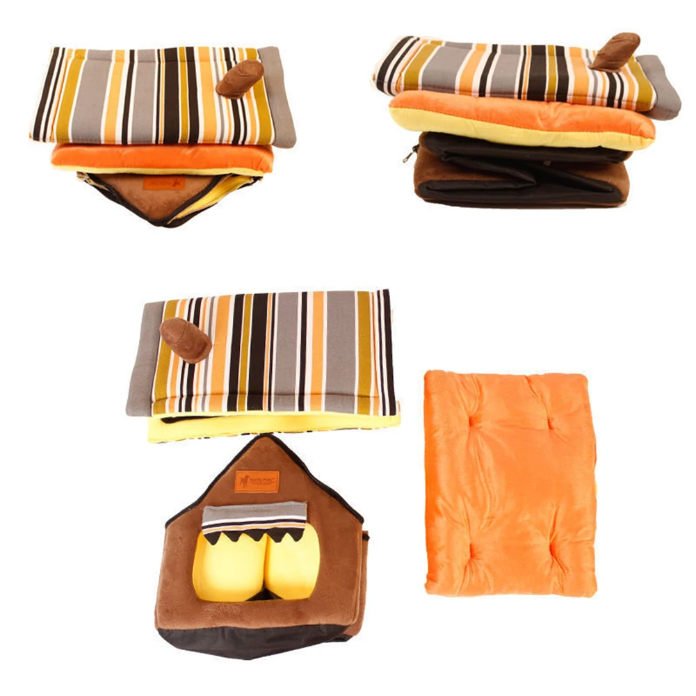 

Removable Pet House Foldable Cats Dogs Small Animals Bed Kitten Puppy Room Winter Luxury Pets Soft Cushion Kennel Nest