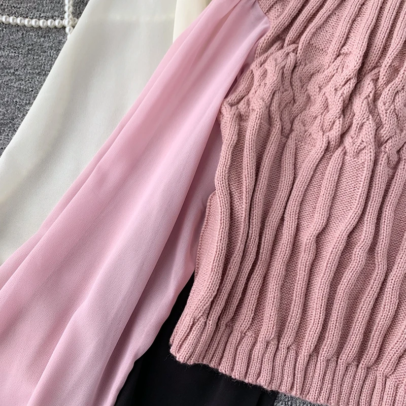 ALPHALMODA осень-зима модный свитер со жгутами фонарь длинный рукав шифон пэчворк повседневные женские пуловеры вязаный джемпер