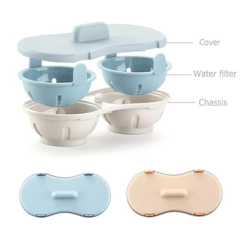 

Steamed Egg Box Creative Microwave Steamed Egg Tray Tray Two Egg Steamed Steamed Kitchen Oven Box Egg Microwave Mold X5Q6