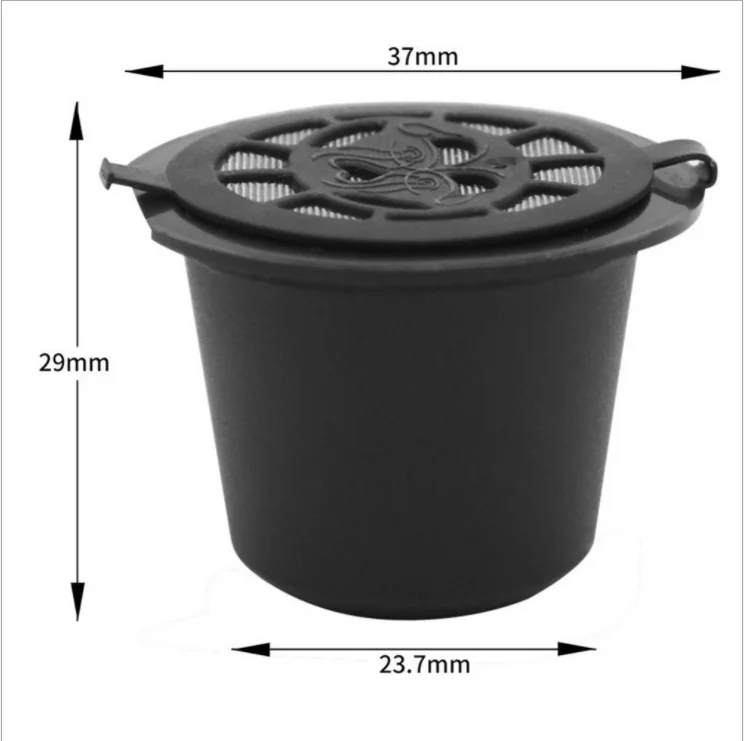 

6 reusable capsules, cups, spoons and brushes for coffee, replaceable cups of coffee with black capsule filters