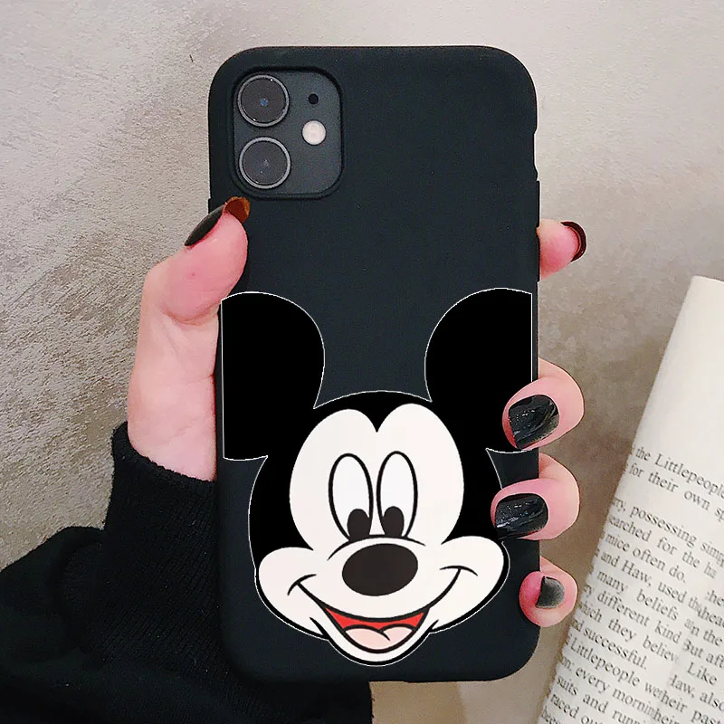 P3Black Чехол для телефона iPhone 11 Pro XR X Xs Max 8 7 6 Plus 6S 5S SE матовый Силиконовый чехол с мультяшной мышкой мягкая задняя крышка - Цвет: P3Black