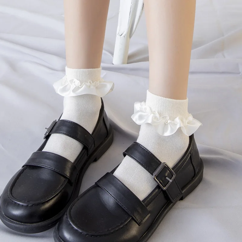 

Cute Ruffle Lolita Socks Designer White Kawaii Harajuku Calcetines Woman Chaussette Femme Funny Women Meias Happy Cool Sock