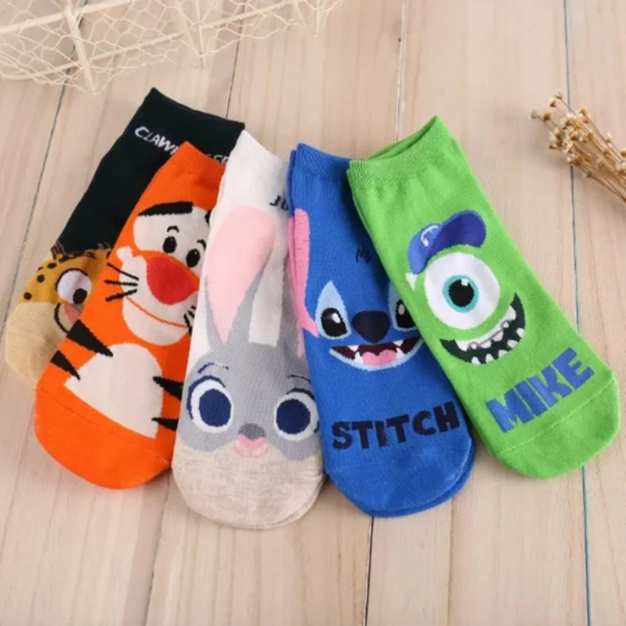 Женские носки милые Мультяшные забавные Носки с рисунком кролика тигра леопарда