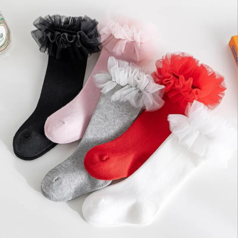 

2021 Baby Girls Socks New Toddlers Girl Mesh Knee High Long Soft Kids Socks 100% Cotton 0-7 Years Kids Infant Socks