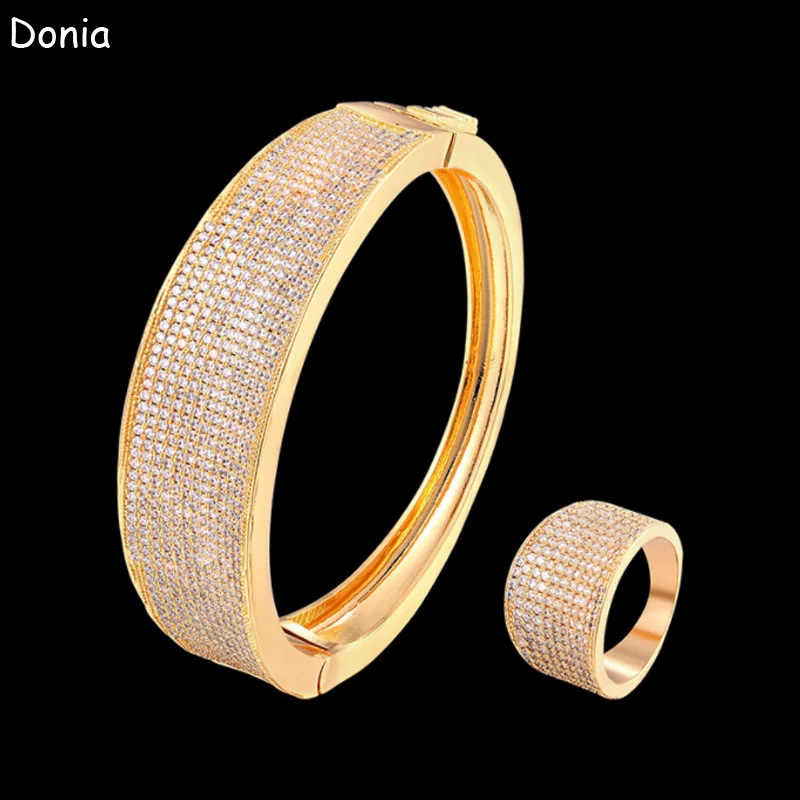

Donia jewelry fashion arch micro-inlaid AAA zircon large bracelet set creative opening ladies bracelet set