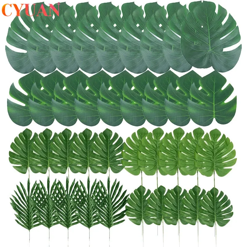 

Artificial Tropical Palm Monstera Leaves Home Garden Photography Background Decor Summer Tropical Party Hawaiian Wedding Decors