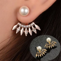 new imitation pearl heart crystal flower leaf angel wings geometry stud earrings for women statement ear jewelry wholesale