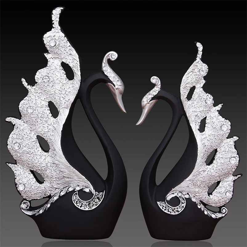 

Home Decoration Accessories A Couple of Swan Statue Home Decor Sculpture Modern Art Ornaments Wedding Gifts for Friends Lovers