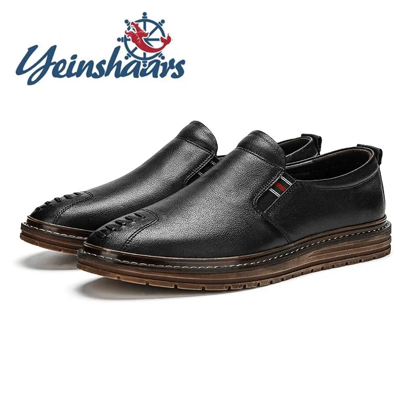 

Genuine Leather Men Shoes Casual Breathable Platform Shoes Mens Loafers High Quality Leisure Business Shoes Fashion Slip-On Shoe