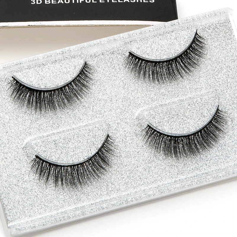 ICYCHEER 2Pairs False Eyelashes 3D Mink Lashes No Magnetic Natural Long Black Color Makeup Lash Extension Tools | Красота и здоровье
