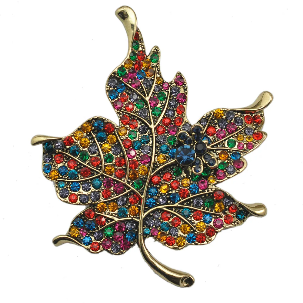 funny pins Cute Rhinestone Brooch Enamel Pins Badge Crystal Leaf Pin Plant Women Collar Chapas Broches Bijou Spilla Brosche | Украшения и