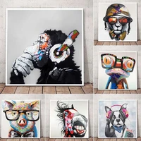modern watercolor animal lovely pig dog hand painted poster canvas painting wall art picture nordic home room decoration cuadros