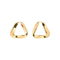 punk gold silver color triangle shape stud earring for women brass irregular curved geometric piercing earrings brincos