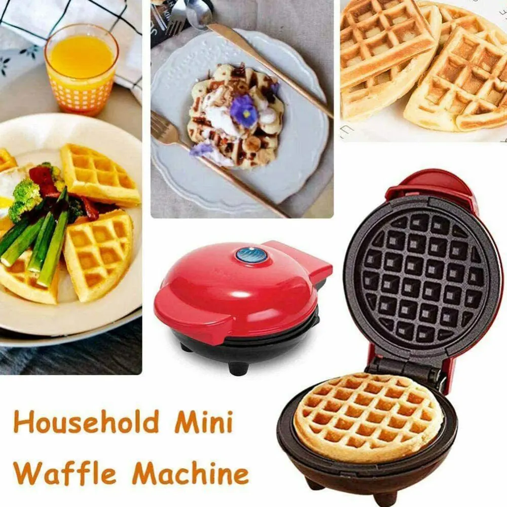 

350W Mini Waffle Maker Non Stick Snacks Pancake Cake Breakfast Making Machine for Picnic Travel Student School Supplies