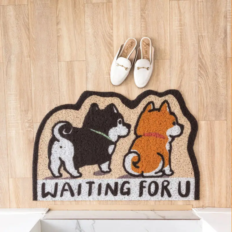 Мультяшный Коврик для двери с собакой из ПВХ забавные коврики входной