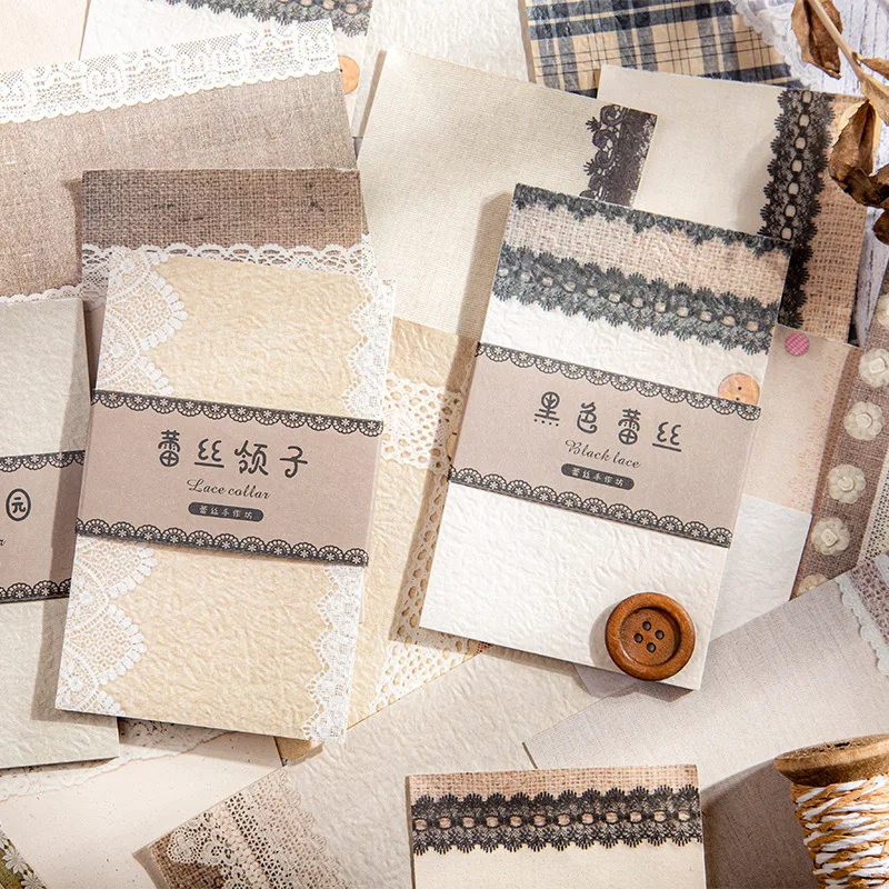

30 Pcs/lot Retro Lace Weaving Workshop Series Memo Pad Diary Stationary Flakes Scrapbook Decorative Retro Material Message Paper