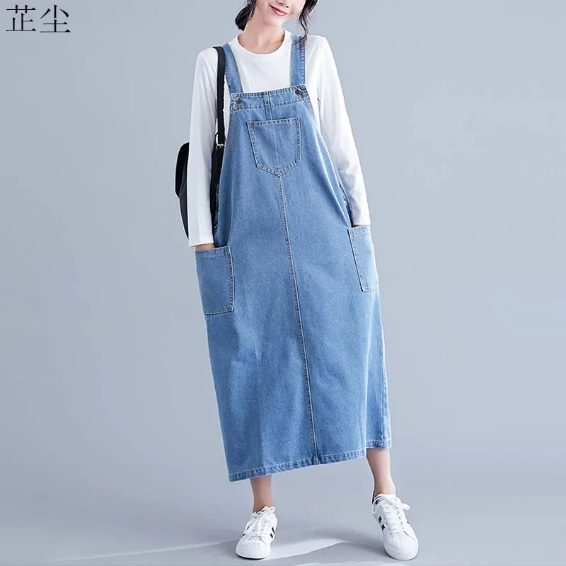 Женское джинсовое платье винтажное макси большого размера без рукавов на