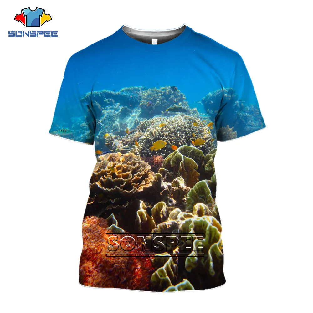 

SONSPEE 3D Printing Coral Short-Sleeved Seabed Romantic Special Fashion Harajuku Comfortable Novel Comfortable Plus Size T-shirt